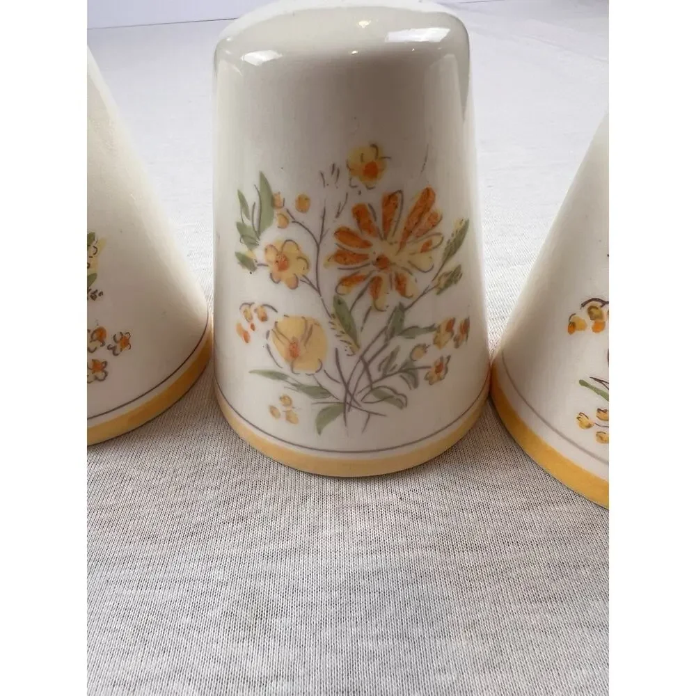 Vintage GENI Salt & Pepper & Spice Shakers Floral Design Ceramic Set Of 5